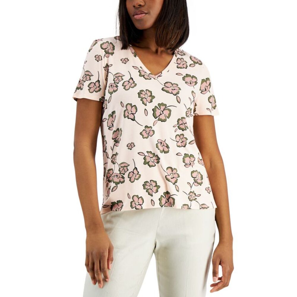 Alfani Women's Printed V-Neck T-Shirt